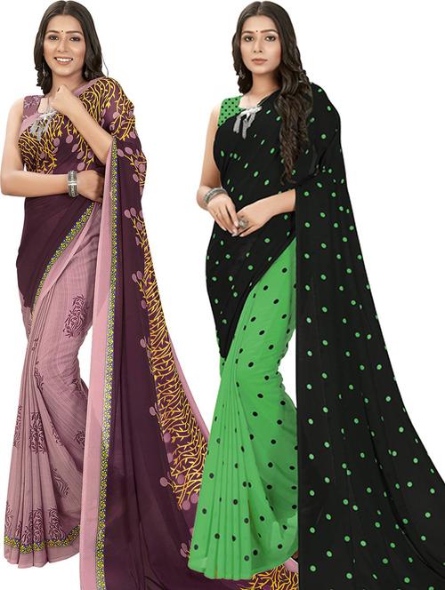 pack of 2 printed casual wear saree - 21435669 - Very Small Image - 1