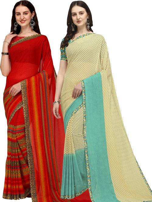 women pack of 2 casual wear sarees - 21435670 - Very Small Image - 1