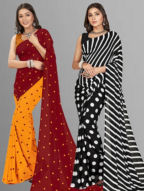 pack of 2 printed sarees - 21435678 - Very Small Image - 1