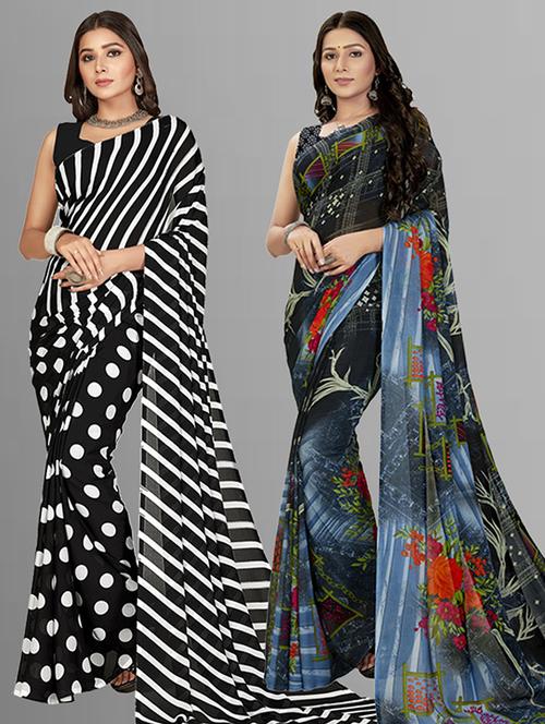 pack of 2 printed sarees - 21435679 - Very Small Image - 1
