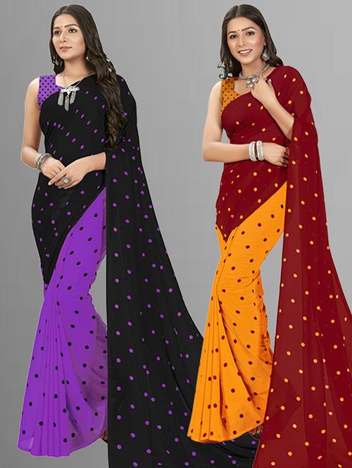 pack of 2 printed casual wear saree - 21435682 - Very Small Image - 1