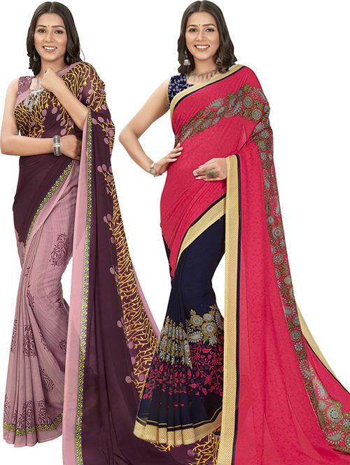 pack of 2 casual wear combo sarees - 21435686 - Very Small Image - 1