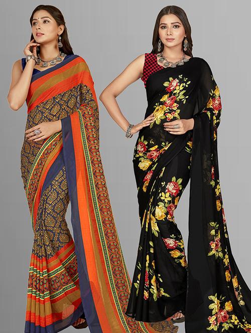 pack of 2 casual wear combo sarees - 21435694 - Very Small Image - 1