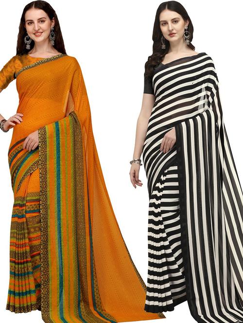 pack of 2 casual wear combo sarees with blouse - 21435698 - Very Small Image - 1