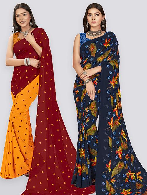 pack of 2 casual wear combo sarees - 21435699 - Very Small Image - 1