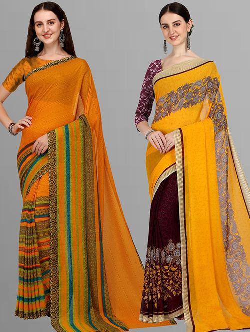 pack of 2 printed casual wear saree - 21435704 - Very Small Image - 1