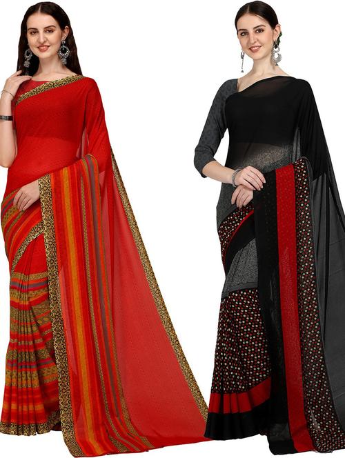 pack of 2 printed casual wear saree - 21435707 - Very Small Image - 1