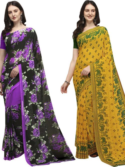 pack of 2 printed sarees - 21435710 - Very Small Image - 1