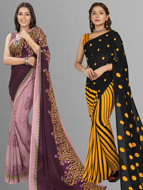 pack of 2 casual wear combo sarees - 21435711 - Very Small Image - 1