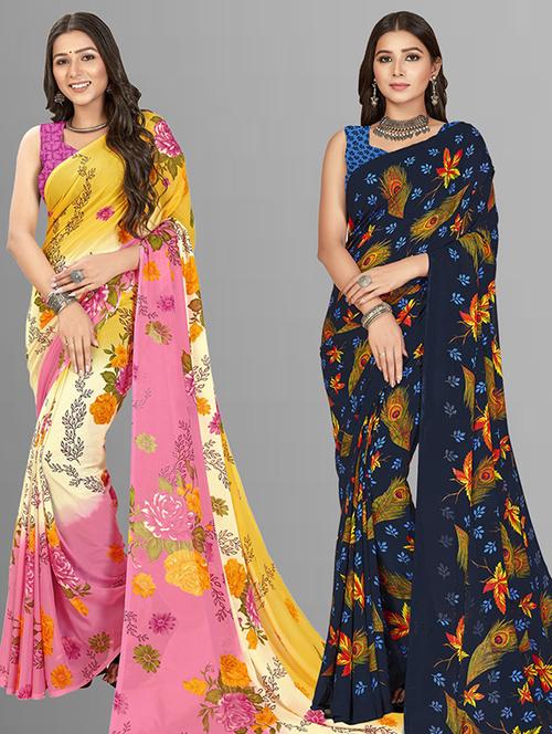 women pack of 2 casual wear sarees - 21435712 - Very Small Image - 1