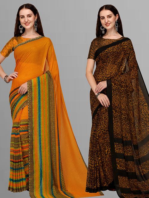 women pack of 2 casual wear sarees with blouse - 21435719 - Very Small Image - 1