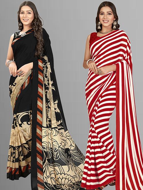 women pack of 2 printed casual sarees - 21435720 - Very Small Image - 1