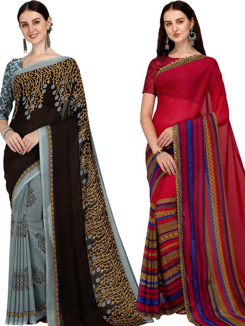 women pack of 2 casual wear sarees - 21435721 - Very Small Image - 1