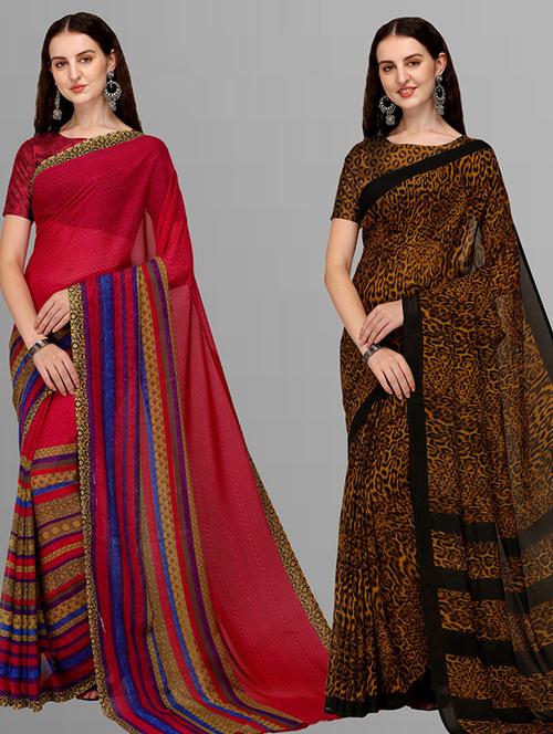 women pack of 2 casual wear sarees - 21435722 - Very Small Image - 1