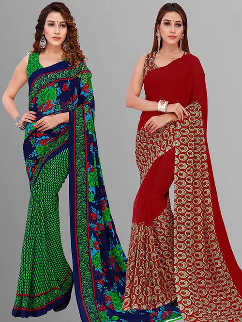 pack of 2 casual wear combo sarees - 21435726 - Very Small Image - 1