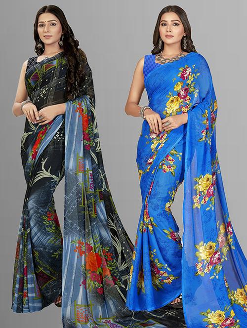 women pack of 2 casual wear sarees - 21435731 - Very Small Image - 1