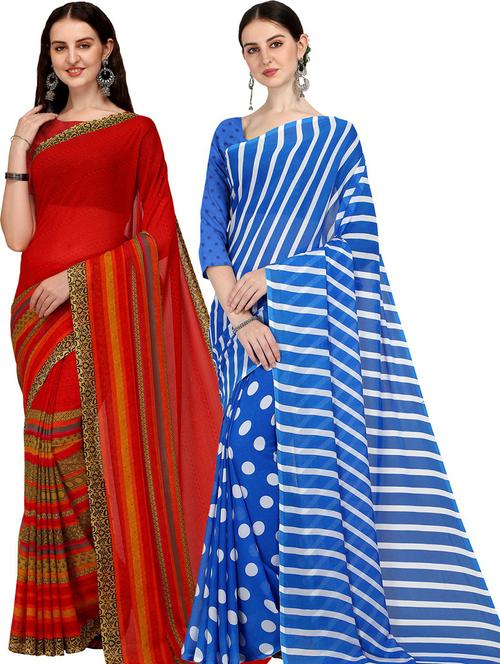 women pack of 2 printed casual sarees - 21435737 - Very Small Image - 1