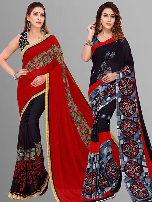 women pack of 2 casual wear sarees with blouse - 21435744 - Very Small Image - 1