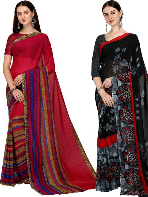 women pack of 2 printed casual sarees - 21435746 - Very Small Image - 1
