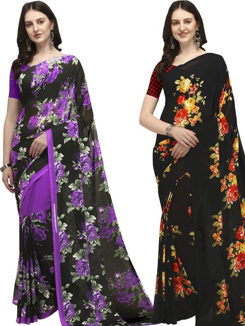 women pack of 2 casual wear sarees - 21435750 - Very Small Image - 1