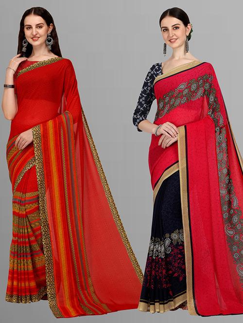 pack of 2 casual wear combo sarees - 21435757 - Very Small Image - 1