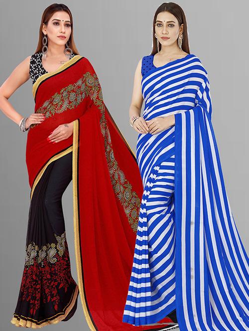 women pack of 2 printed casual sarees - 21435761 - Very Small Image - 1