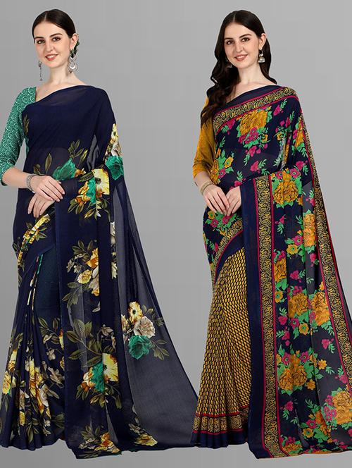 pack of 2 printed sarees - 21435767 - Very Small Image - 1