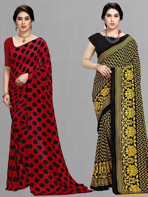 pack of 2 casual wear combo sarees - 21435770 - Very Small Image - 1