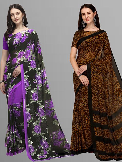 pack of 2 casual wear combo sarees - 21435776 - Very Small Image - 1