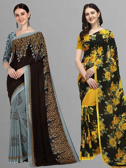 pack of 2 casual wear combo sarees with blouse - 21435779 - Very Small Image - 1