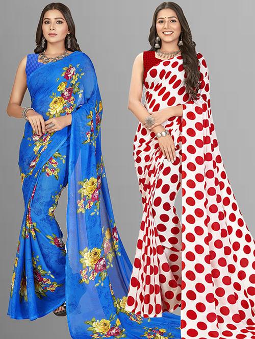 women pack of 2 casual wear sarees - 21435785 - Very Small Image - 1