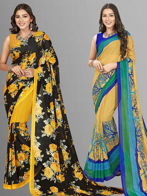 pack of 2 printed casual wear sarees - 21435789 - Very Small Image - 1