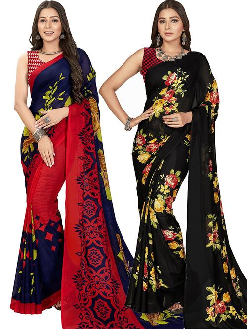 pack of 2 casual wear combo sarees - 21435796 - Very Small Image - 1