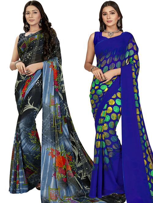 pack of 2 printed sarees - 21435798 - Very Small Image - 1