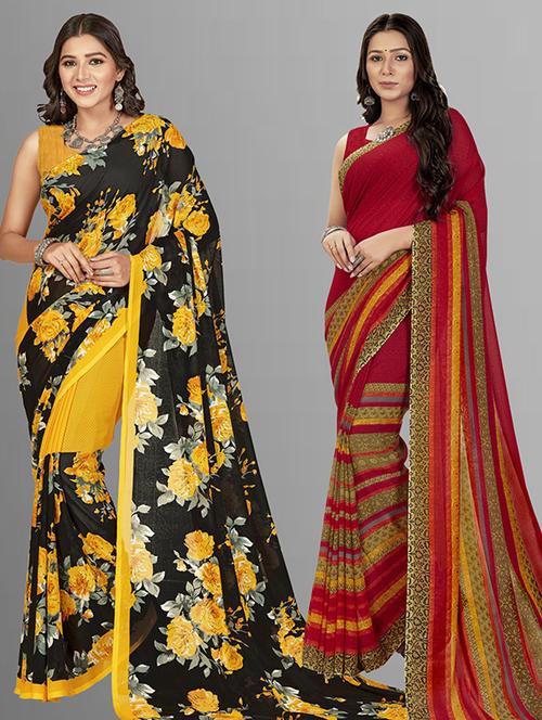 women pack of 2 casual wear sarees - 21435803 - Very Small Image - 1