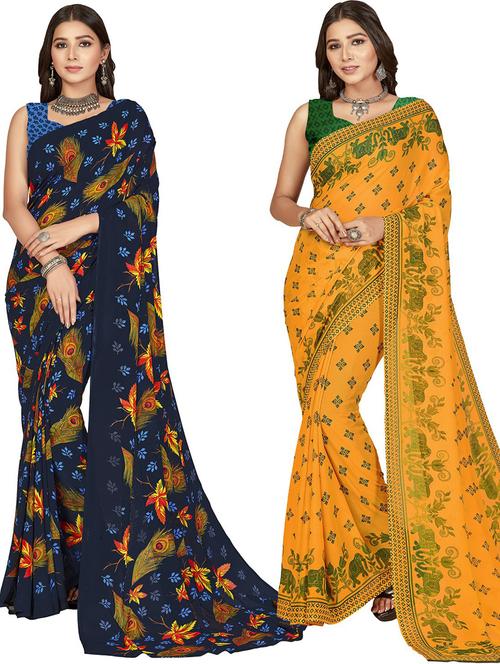 pack of 2 casual wear combo sarees - 21435805 - Very Small Image - 1