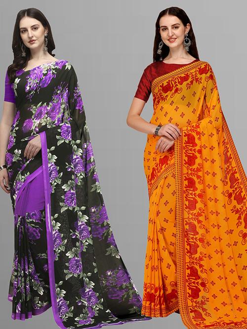 pack of 2 casual wear combo sarees - 21435822 - Very Small Image - 1
