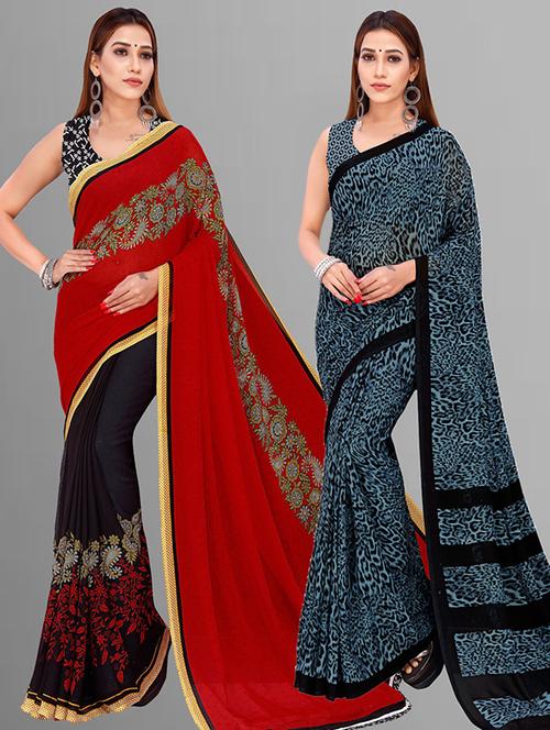 pack of 2 printed casual wear saree - 21435824 - Very Small Image - 1
