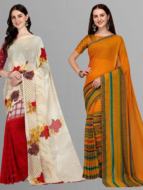 pack of 2 casual wear combo sarees - 21435839 - Very Small Image - 1