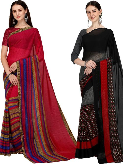 pack of 2 casual wear combo sarees - 21435845 - Very Small Image - 1