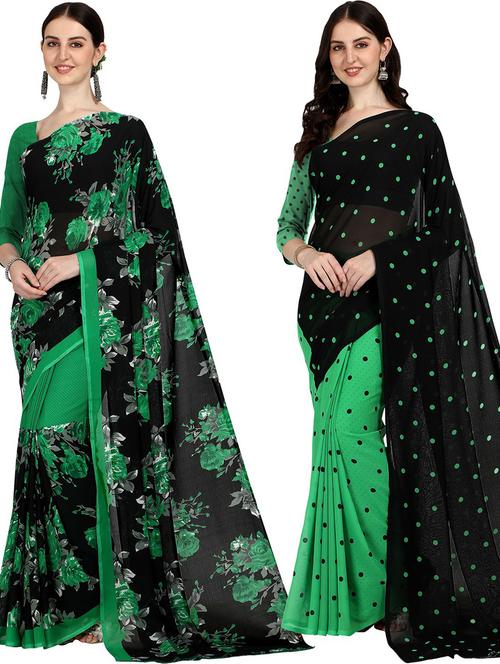 pack of 2 casual wear combo sarees with blouse - 21435855 - Very Small Image - 1