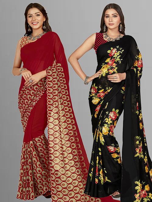 pack of 2 casual wear combo sarees - 21435860 - Very Small Image - 1