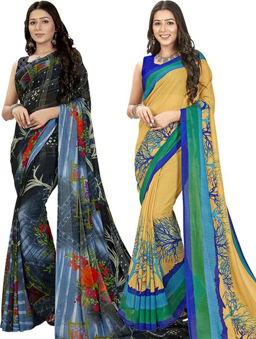 pack of 2 casual wear combo sarees - 21435861 - Very Small Image - 1