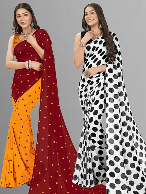 pack of 2 printed casual wear sarees - 21435865 - Very Small Image - 1
