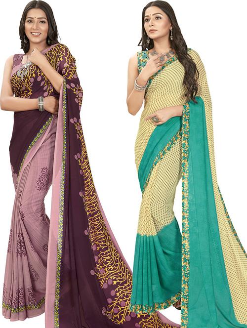 pack of 2 printed sarees - 21435870 - Very Small Image - 1