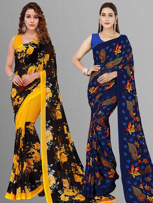 pack of 2 printed sarees - 21435873 - Very Small Image - 1