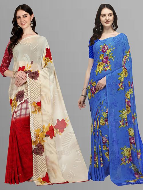 women pack of 2 casual wear sarees - 21435882 - Very Small Image - 1