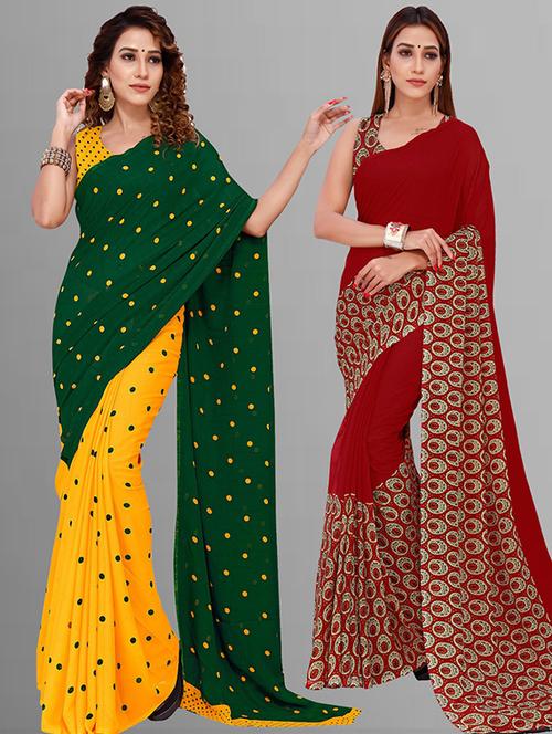 women pack of 2 printed casual sarees - 21435885 - Very Small Image - 1
