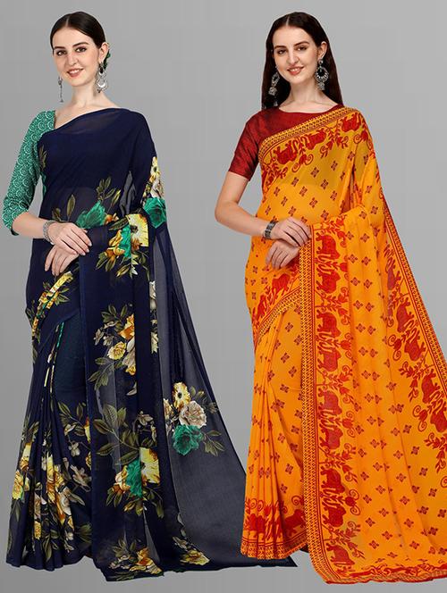 pack of 2 casual wear combo sarees - 21435887 - Very Small Image - 1