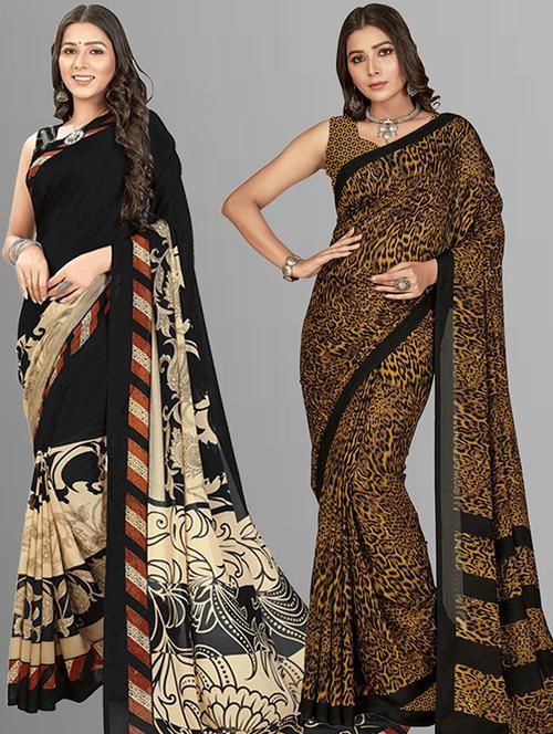 pack of 2 printed casual wear sarees - 21435893 - Very Small Image - 1